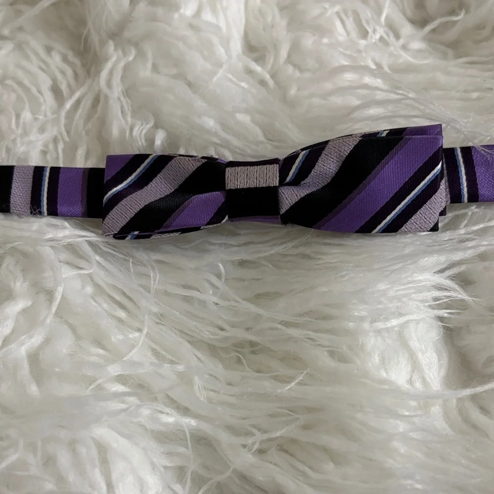 Purple Striped Bow Tie